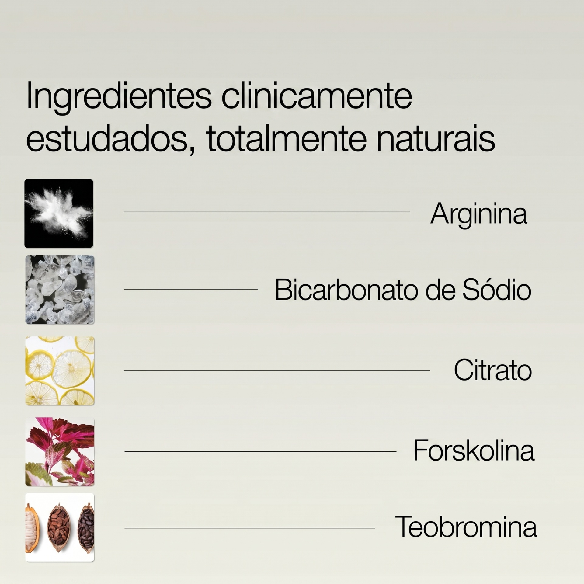 Ingredientes clinicamente estudados, totalmente naturais.
